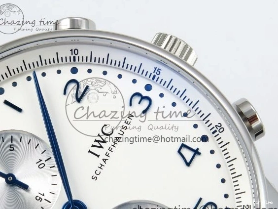 MIROTIME 0211 Casual Portuguese Chrono IW3716 Z+F 1:1 Best Edition White Dial on Blue Rubber Strap A 7016